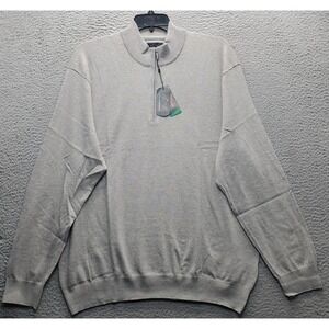 Greg Norman Sweater Mens XL Gray Golf Performance Long Sleeve Mock Neck 1/4 Zip